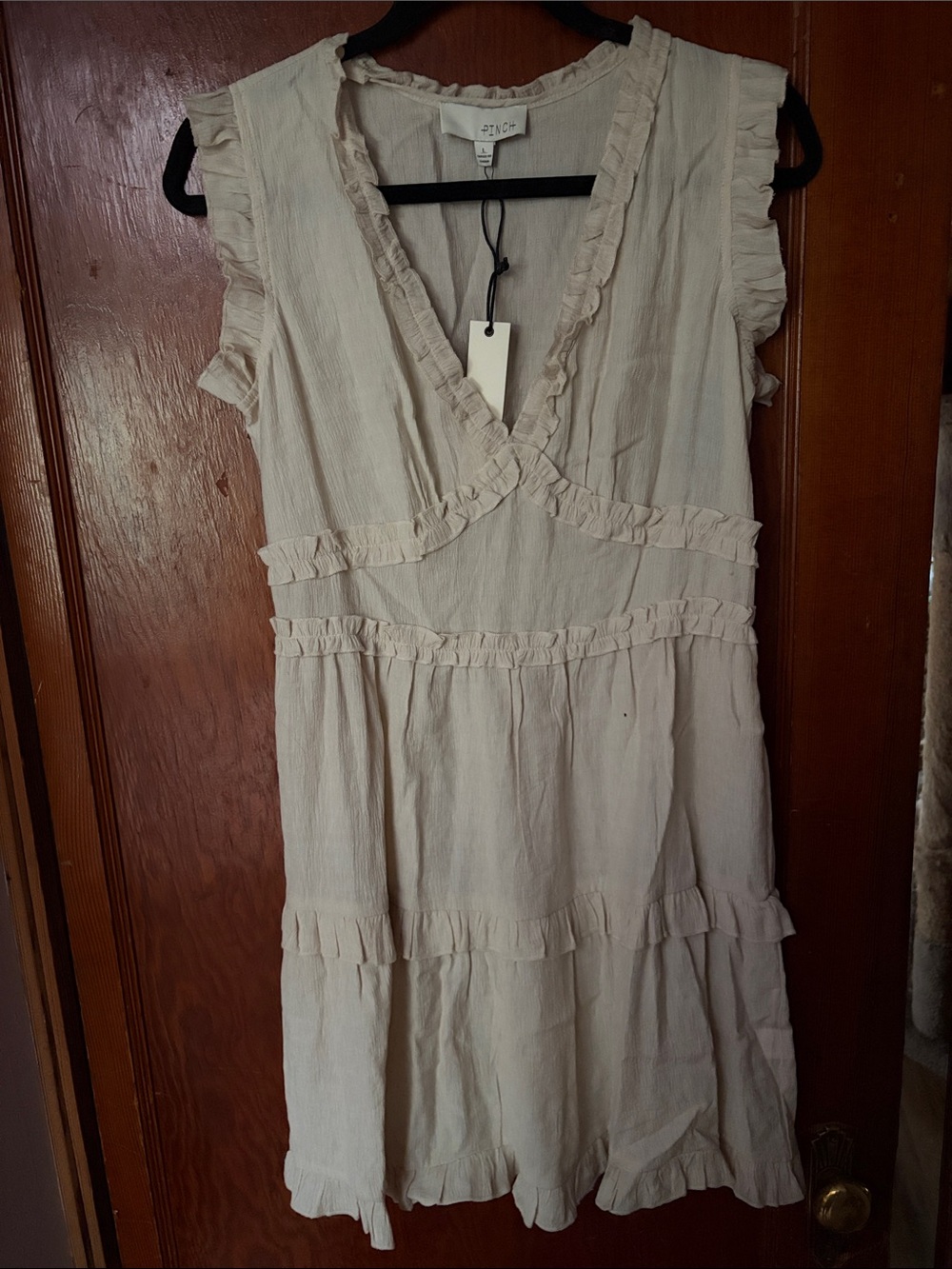 Pinch Cream Ruffle Dress